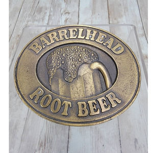 Vintage Aged Brass BarrelHead Root Beer Belt Buckle 1976